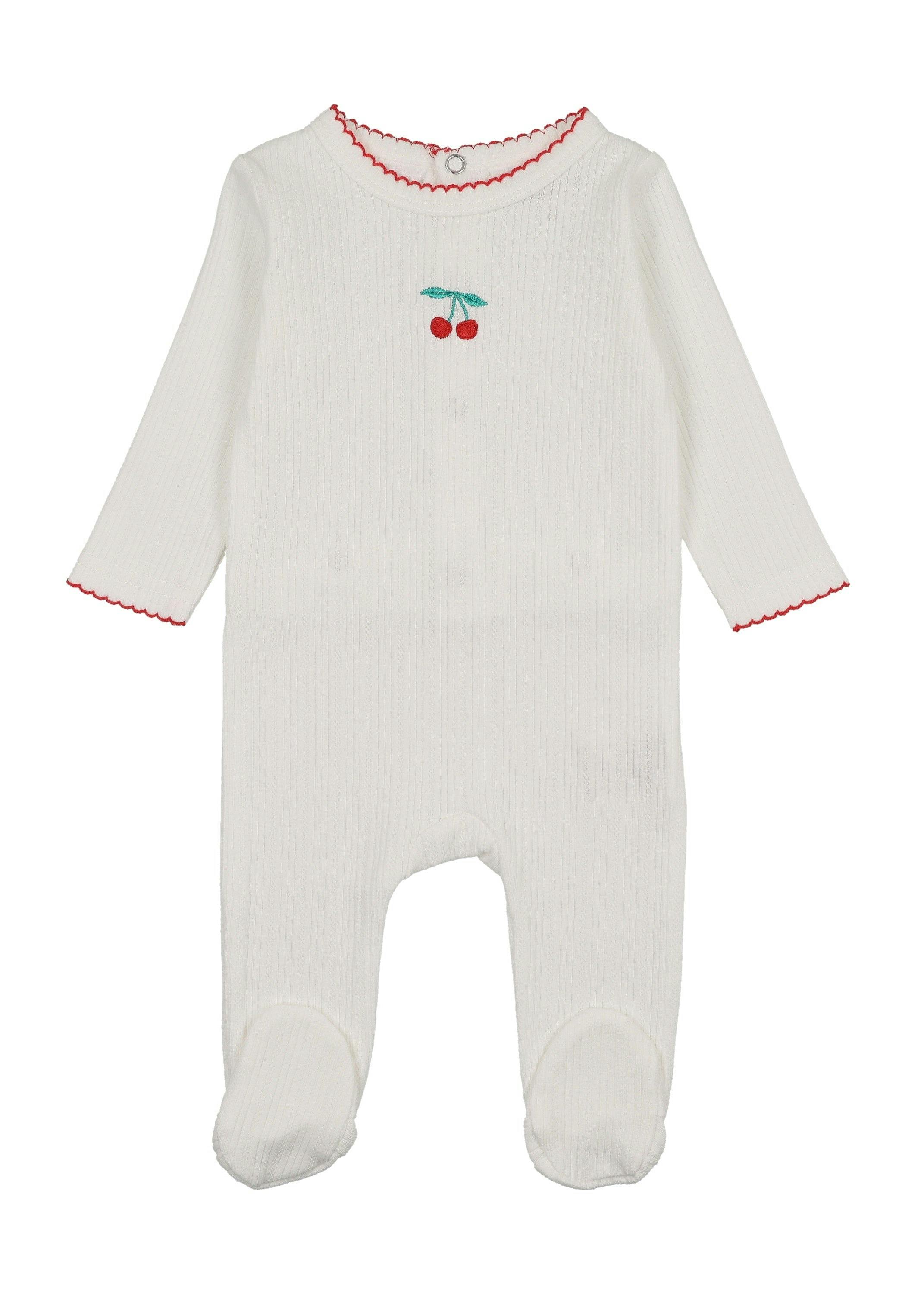 Pointelle Cherry Footie, Ivory