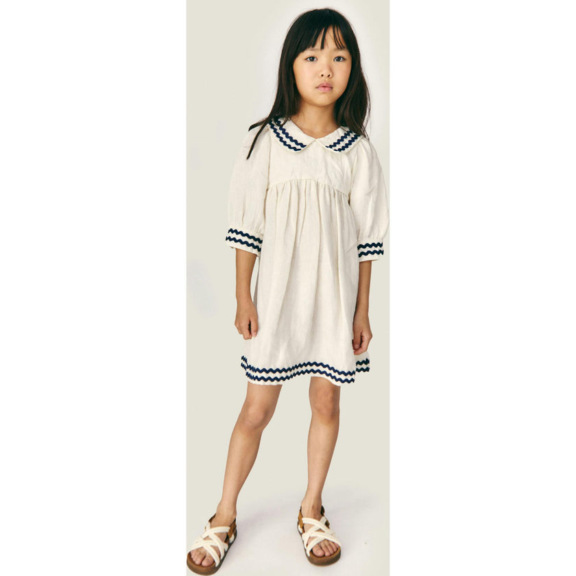 Mipounet SS26 Isaline Linen Collared, Dress Ecru