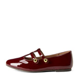 Lory Glossy Knotted Double Straps Mary Jane Shoes
