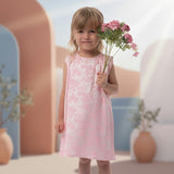 Adele Girl Dress Sleeveless, Pink Embroidery