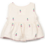 Pineapple Embroidered Peplum Top