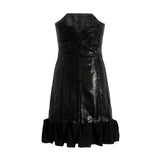 Black Cambria Satin Strapless Dress