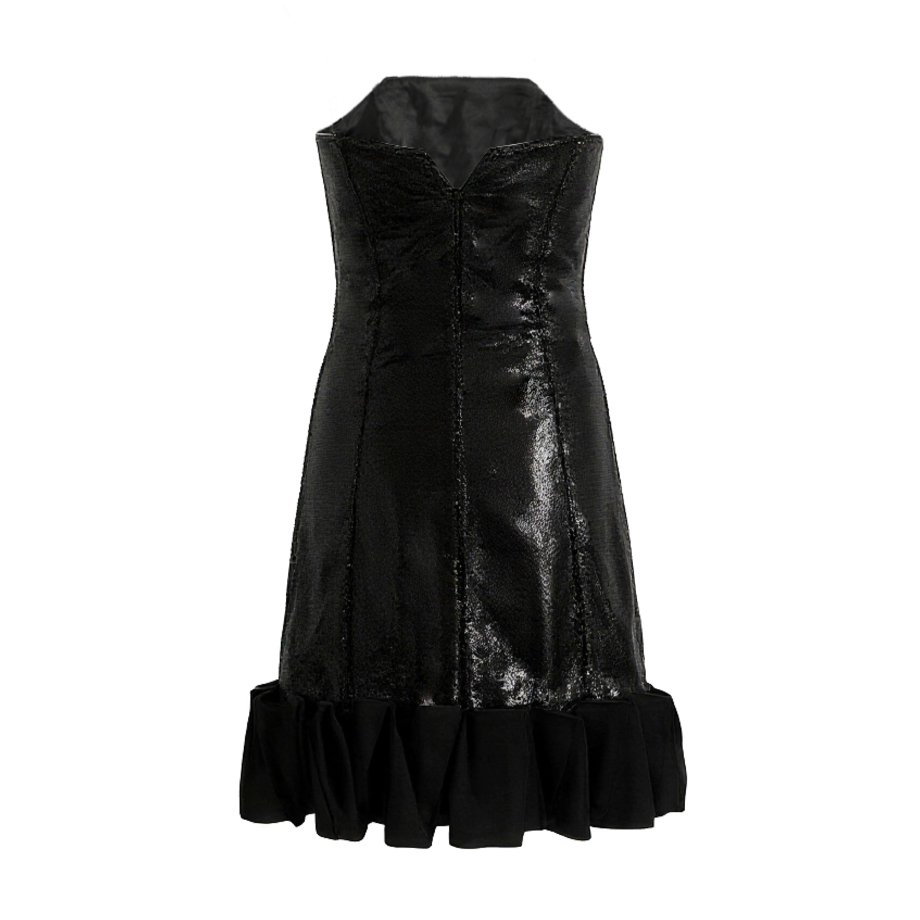 Black Cambria Satin Strapless Dress
