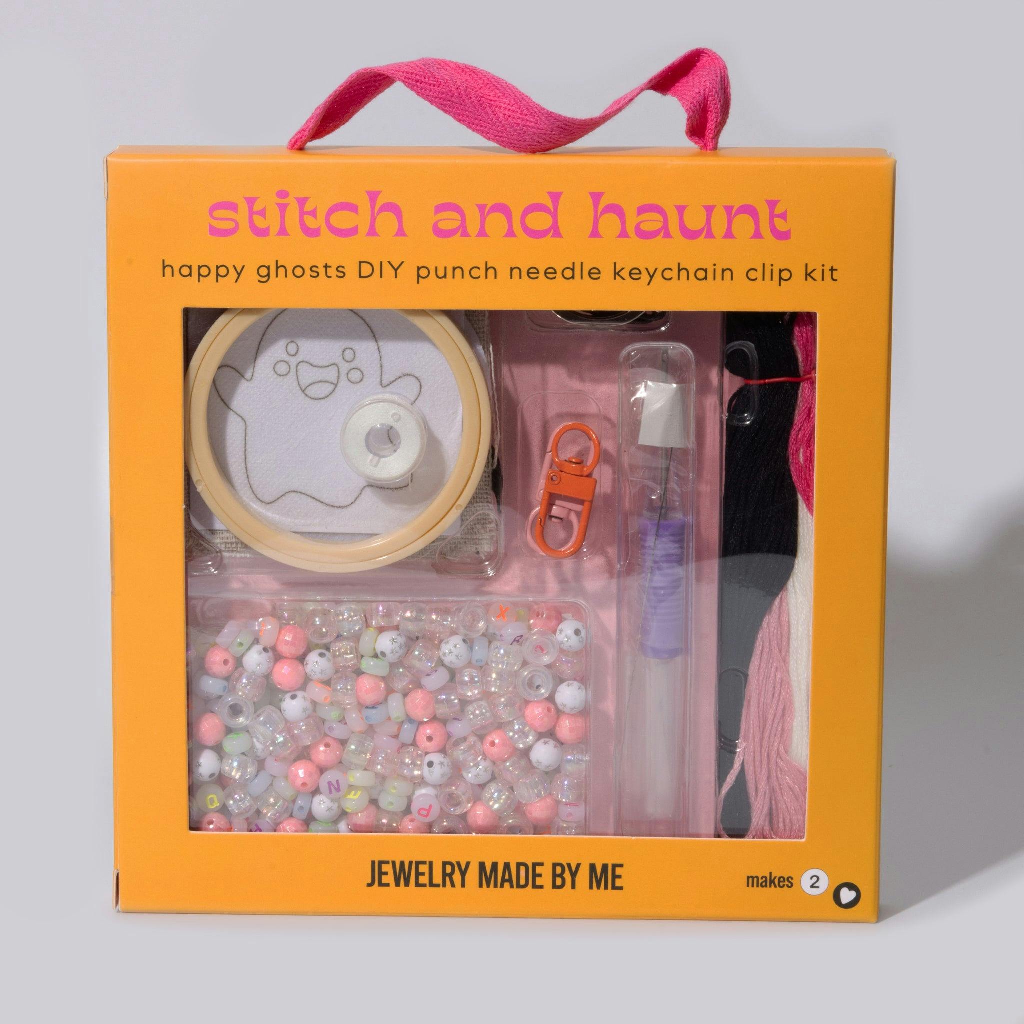 Halloween Ghost Punch Needle Keychain Kit
