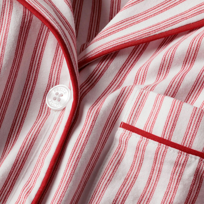 Women's Pima Pajama Set in Antique Red Ticking