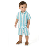 Infant Boys Airy Oxford Set | Green Stripe