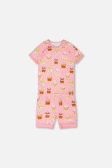 Organic Cotton Two-Piece Pajamas Set Pink Cupcake Print