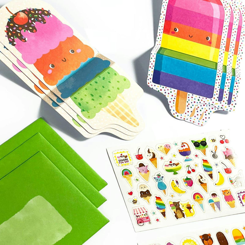 Tiny Tadas! Note Cards and Sticker Set - Sweet Treats - 6 Cards Envelopes