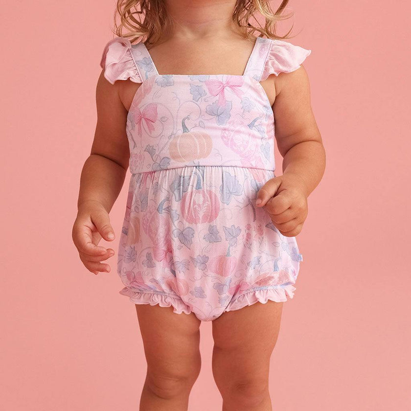 Posh Pumpkins Bow Back Bubble Romper