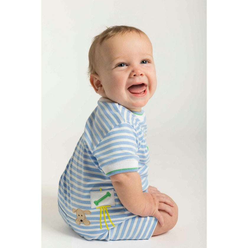 Stripe Knit Shortall With Painting Dog