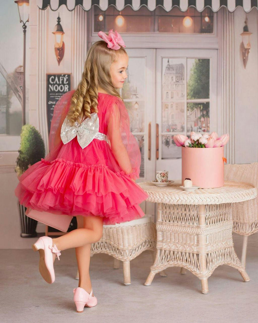 Parisian Rosé Pink Tulle Birthday Party Dress for Girls