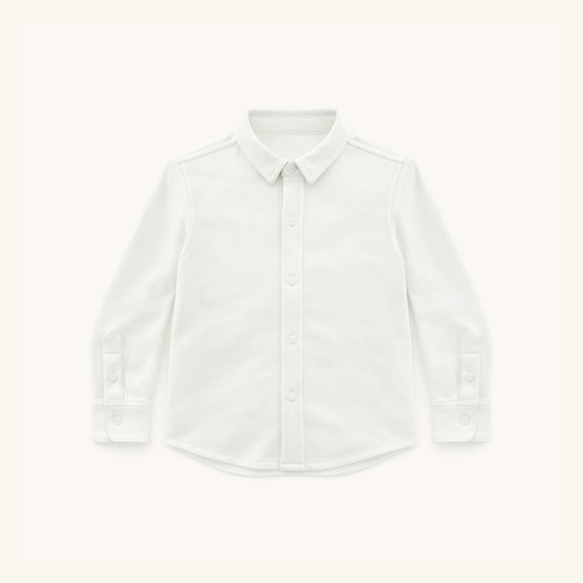 Boys' Knit Button Down in White