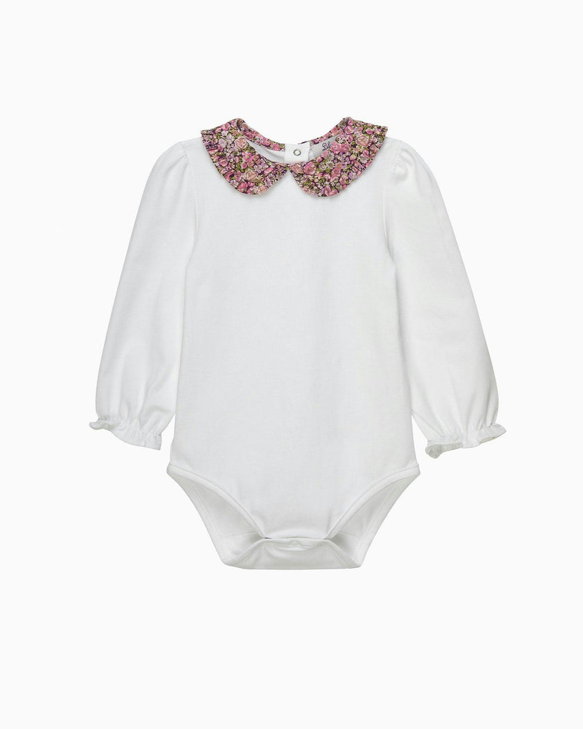 Baby Short-Sleeved Chive Pie Crust Collar Bodysuit