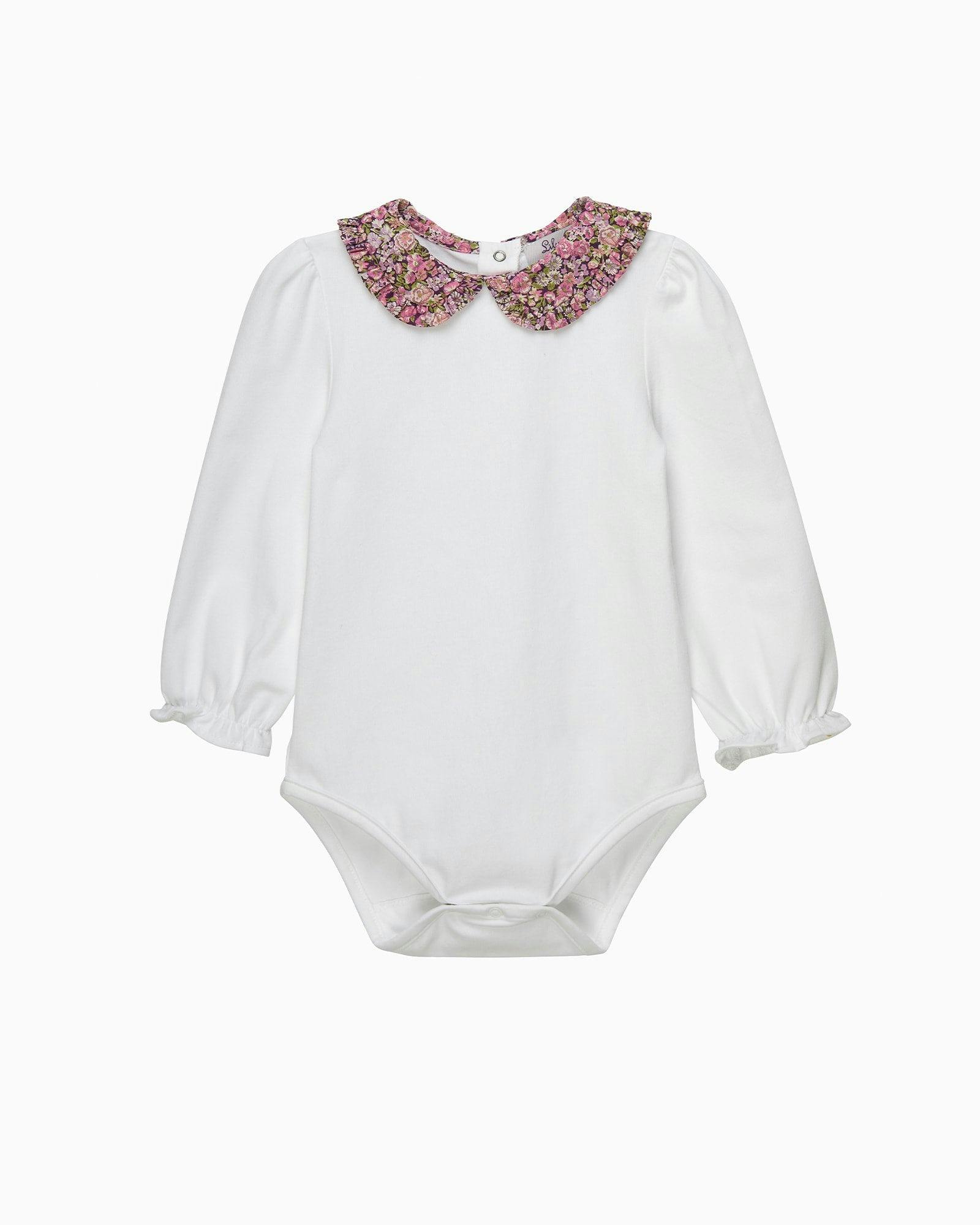 Baby Short-Sleeved Chive Pie Crust Collar Bodysuit