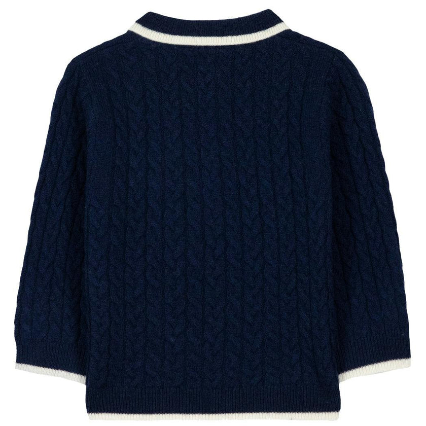 TARTINE ET CHOCOLAT Cableknit Baby Sweater - Marine