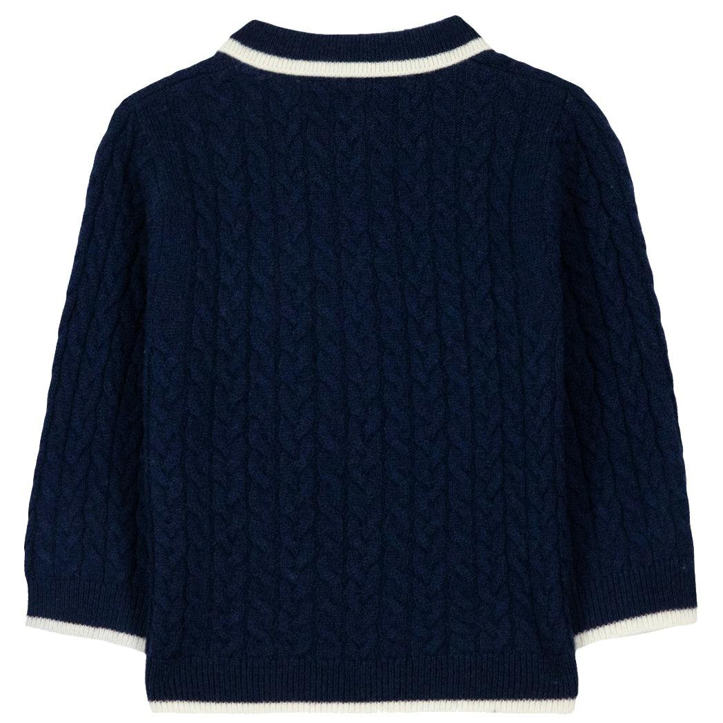 TARTINE ET CHOCOLAT Cableknit Baby Sweater - Marine