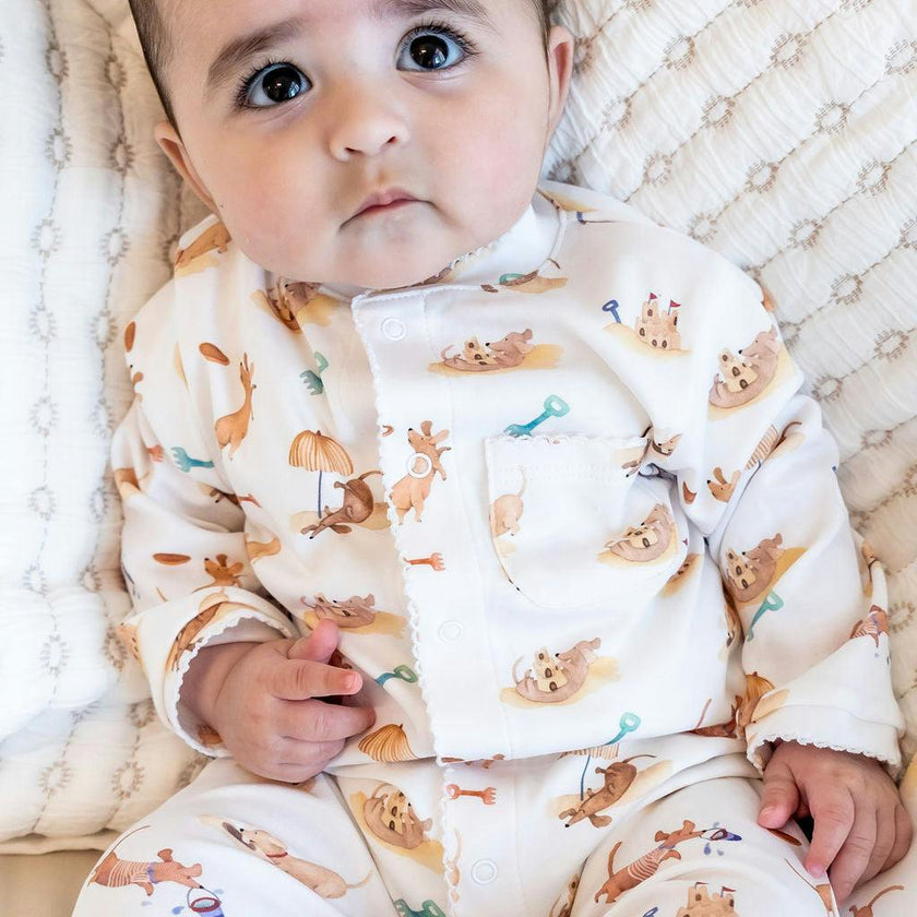 Beach Dogs Pima Cotton Baby One-Piece Pajamas