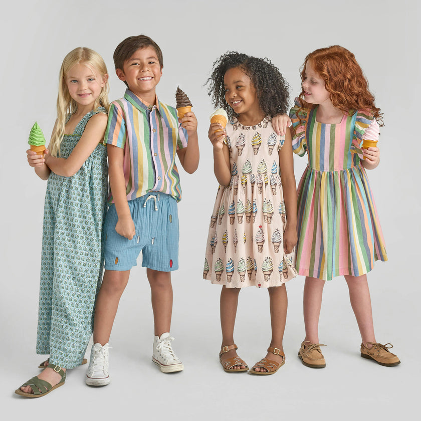 Girls Elsie Dress - Parade Stripe