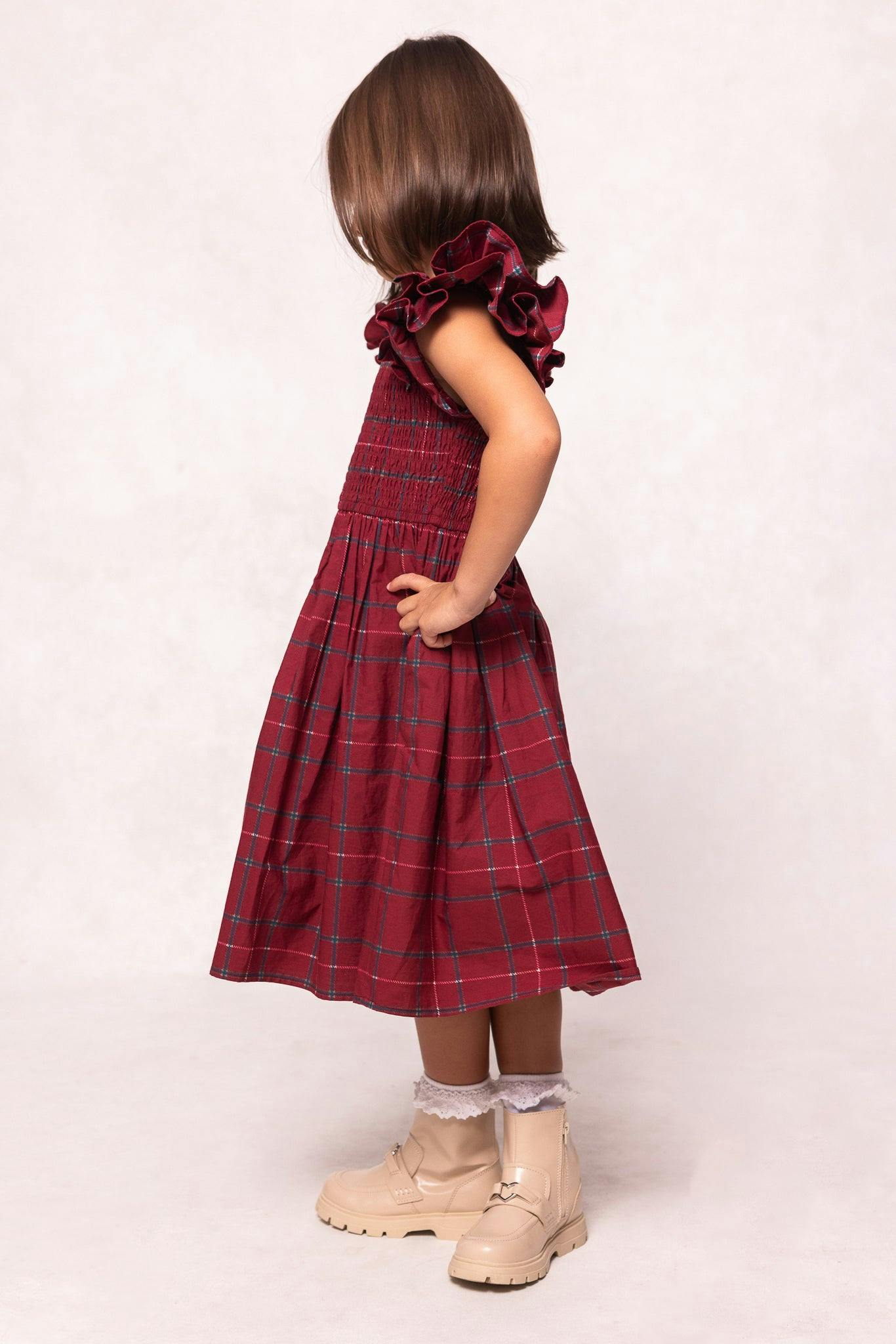 Mini Hattie Dress in Burgundy Plaid