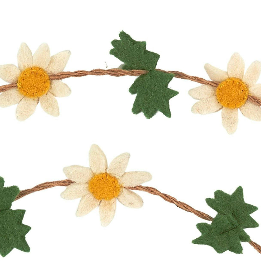 Handmade Garland and Bunting - Felt Daisies Jute - 6'