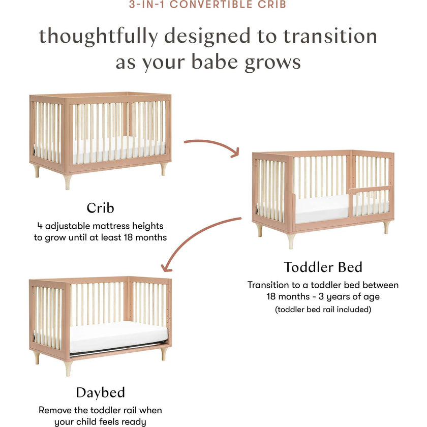 Lolly 3-in-1 Convertible Crib w/ Toddler Bed Conversion