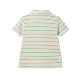 Boys Striped Waffle Polo Set | Oatmeal Dino