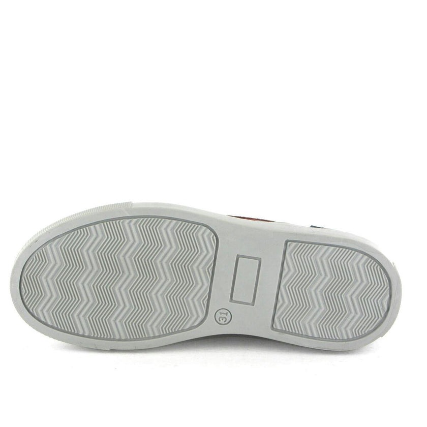 Leather Slip On Sneakers, Grey & Burgundy Hearts