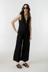 Culotte Linen Pants - Black