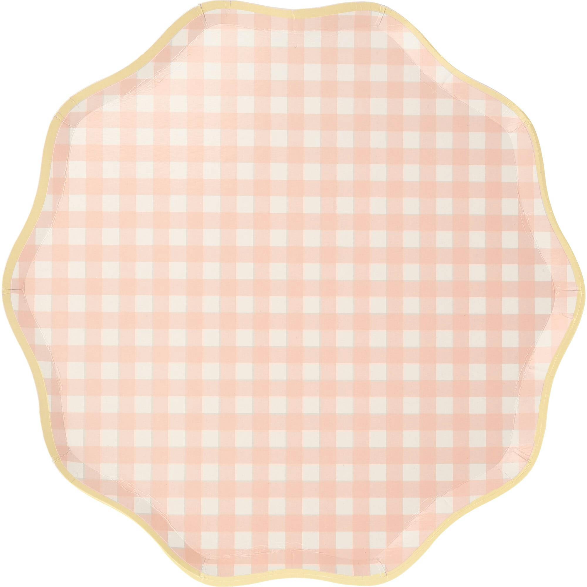 Set of 12 Gingham Dinner Plates