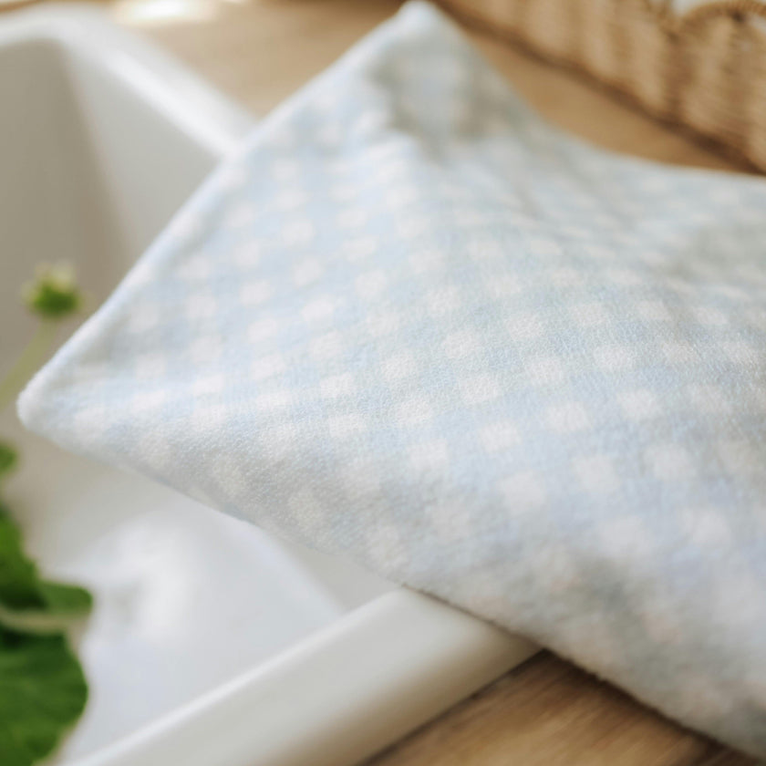 Picnic Gingham Baby Hooded Towel - Blue