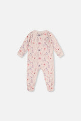 Baby Organic Cotton One Piece Pajama Pink Floral Print
