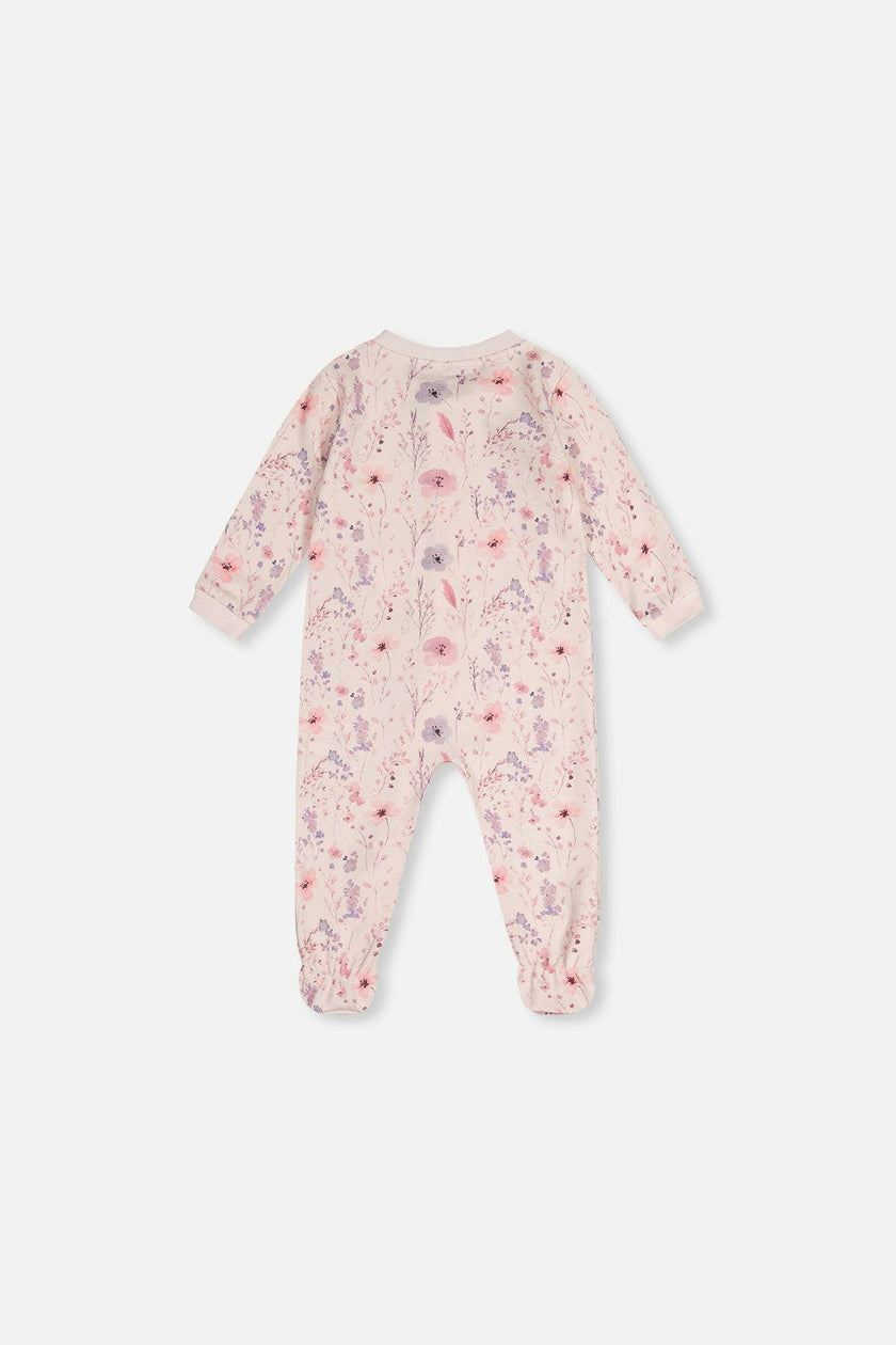 Baby Organic Cotton One Piece Pajama Pink Floral Print