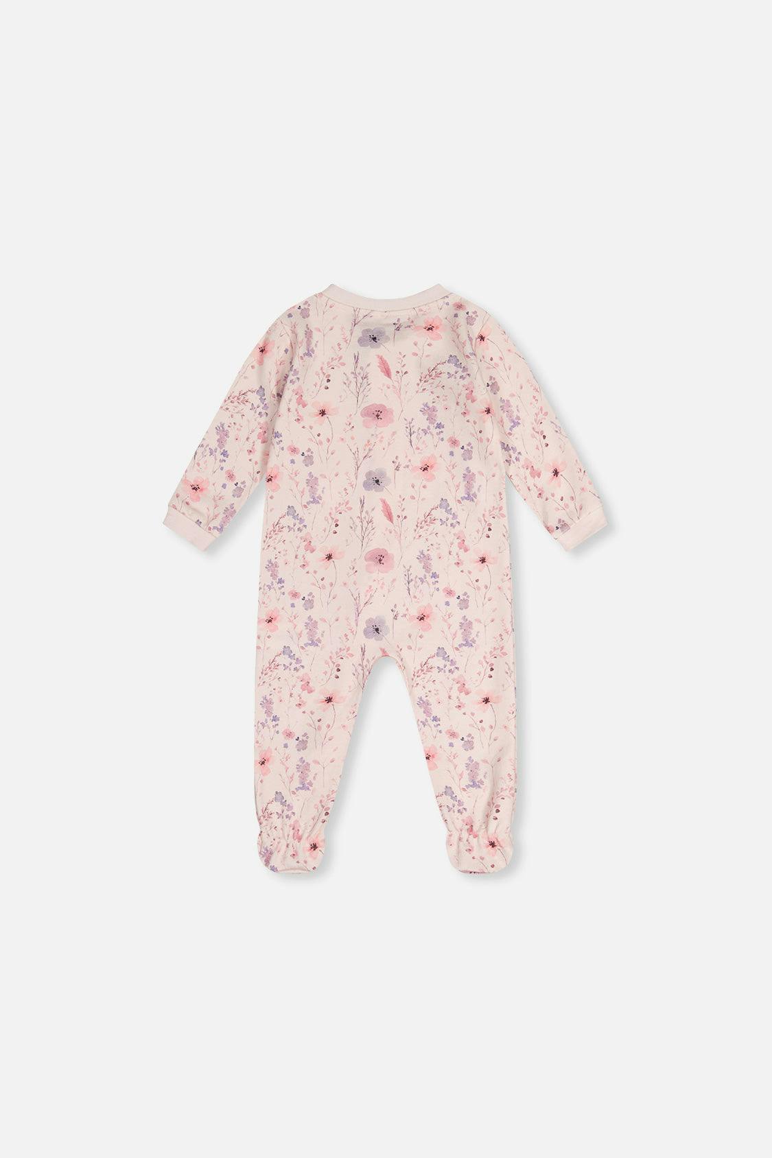 Baby Organic Cotton One Piece Pajama Pink Floral Print