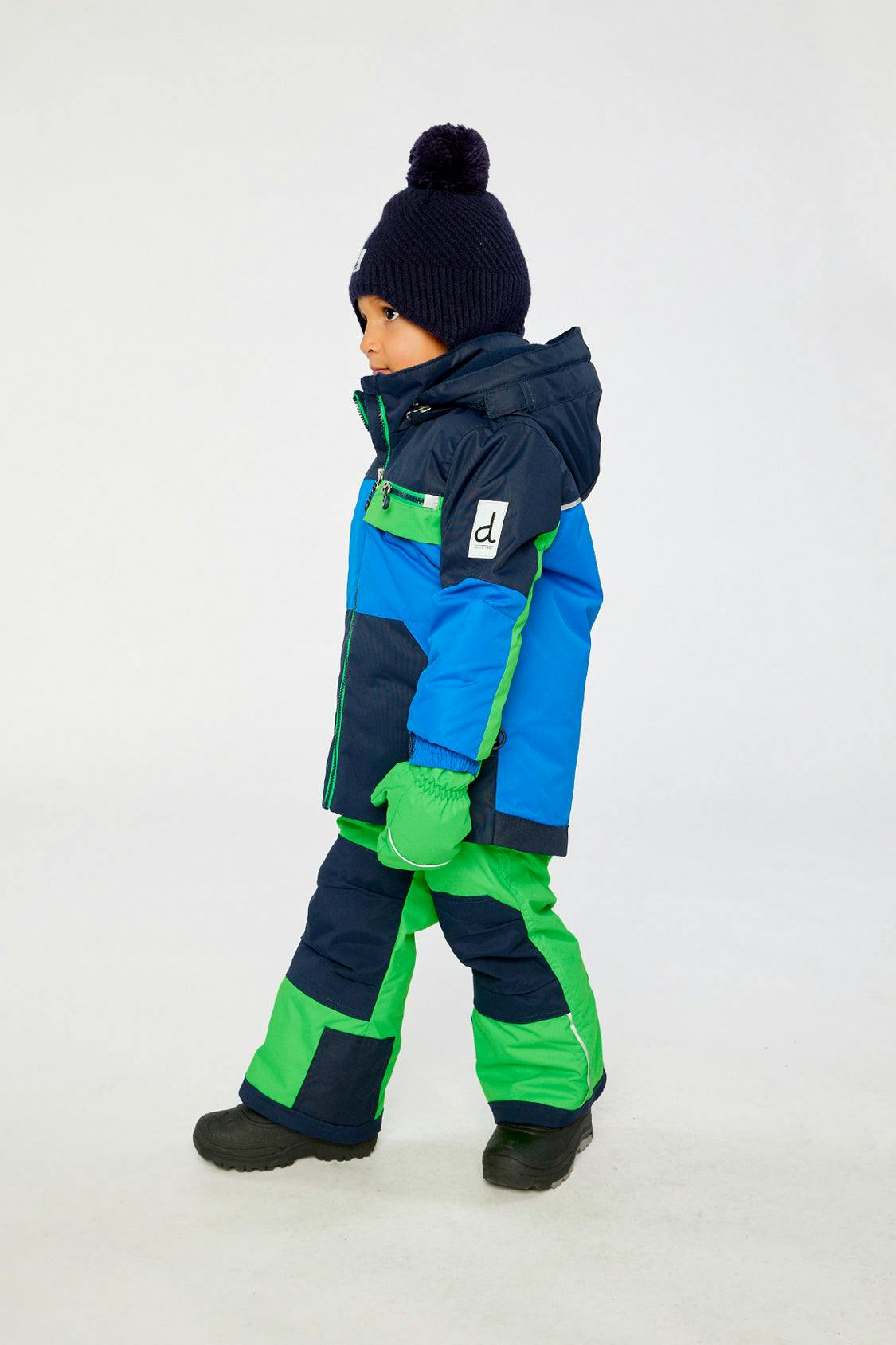 Two Piece Play Snowsuit Royal Blue And Green Colorblock