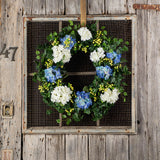 Blue & White Hydrangea, English Ivy & Berry Everyday Spring Front Door Wreath