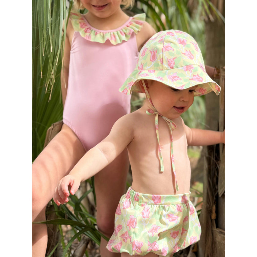 Nonsuch Swim Bloomer in Yellow with Pink Bougainvillea
