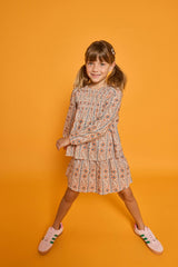 Shirred Circle Skirt - Verbier Vines Orange