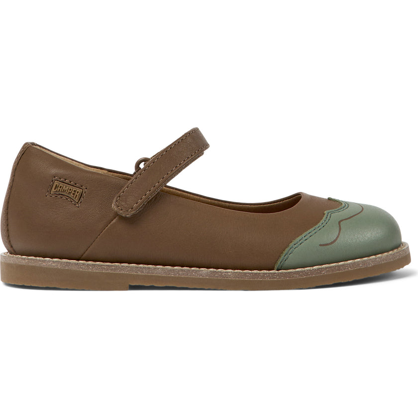 Savina Twins Leather Strap Ballerinas, Brown