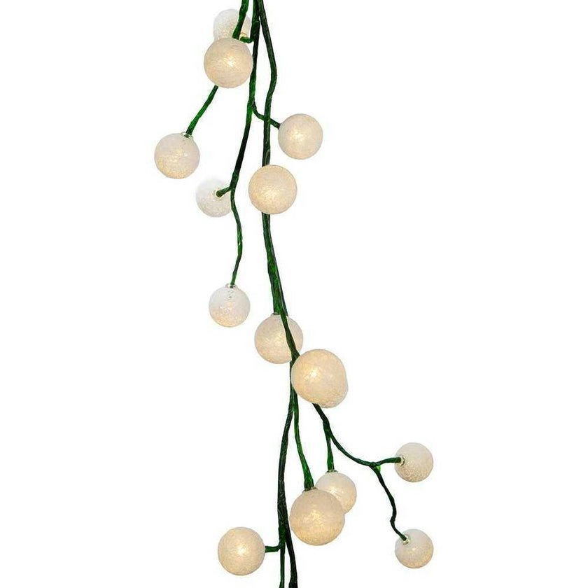 6-Foot Green Garland with 48 Warm White LED Lights and White Ball