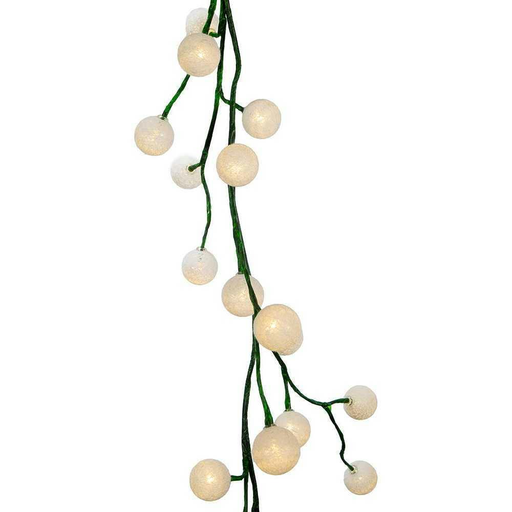 6-Foot Green Garland with 48 Warm White LED Lights and White Ball