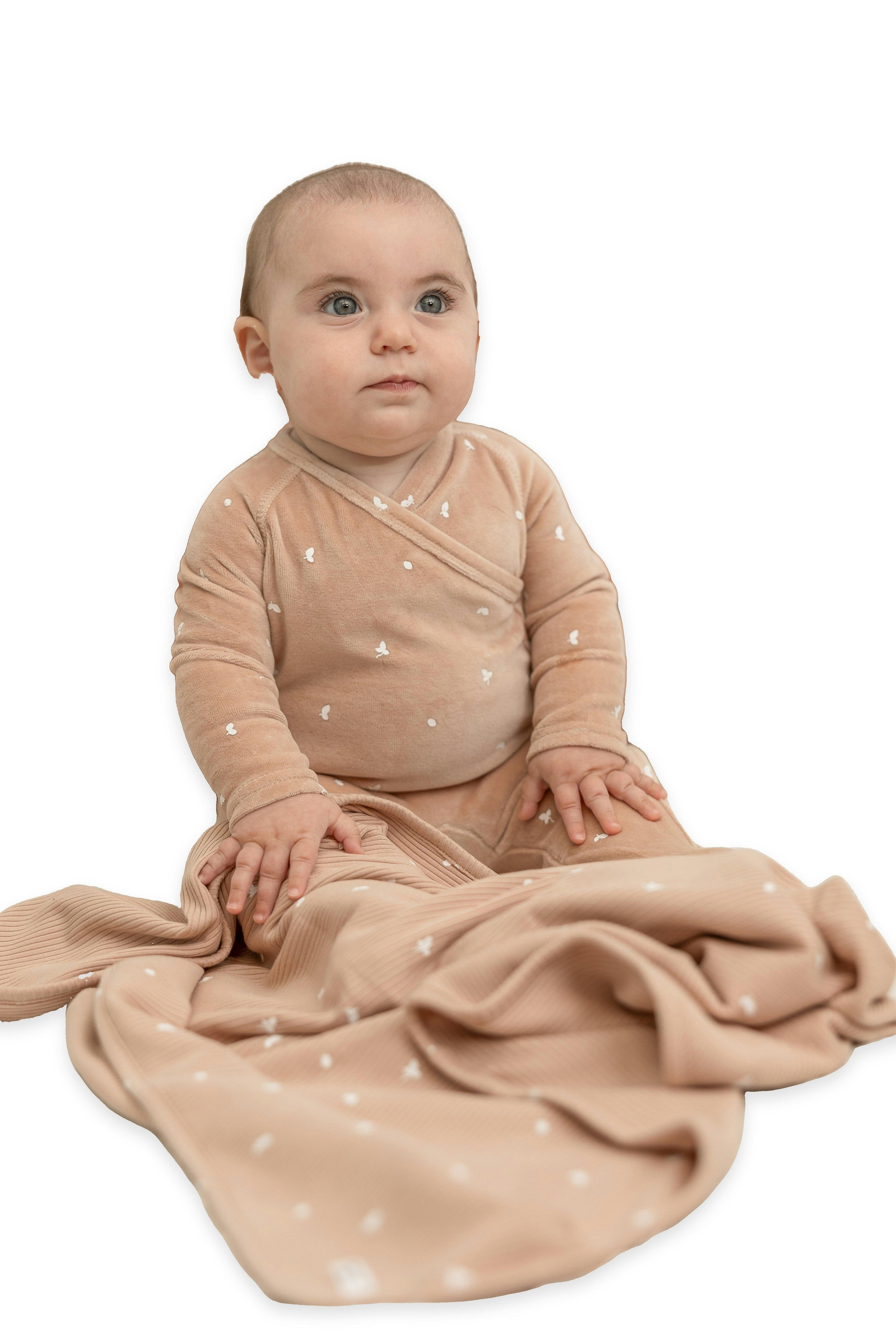 Cotton Velour Leaf Print Onesie