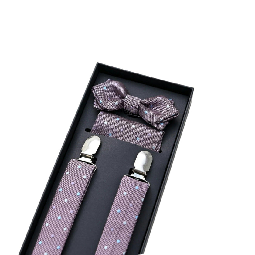 Purple Dotted Suspenders Set