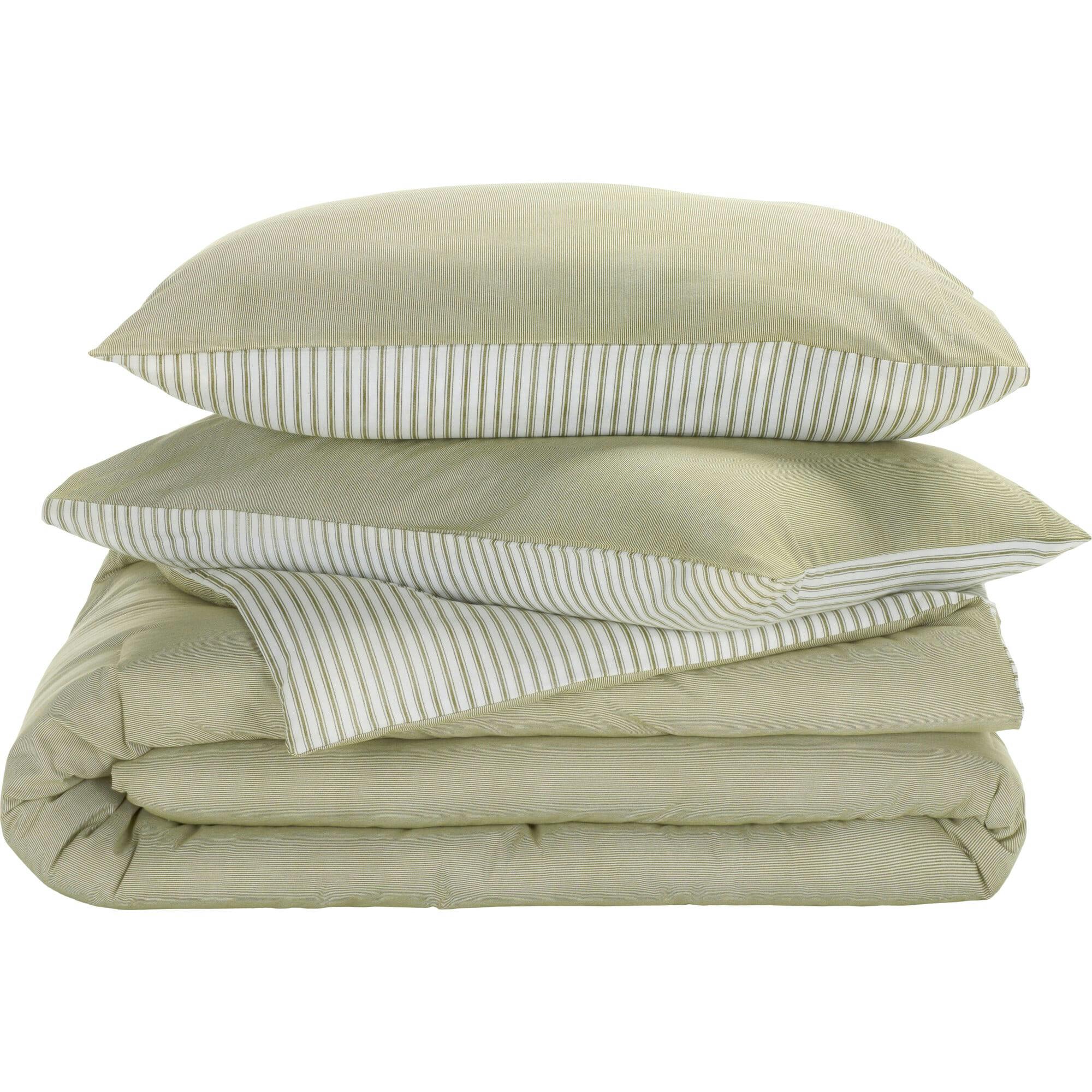 Stripe Reversible Comforter Set, Green