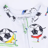 Soccer Balls Playing Soccer  Blue - 2 Way Zipper Footie