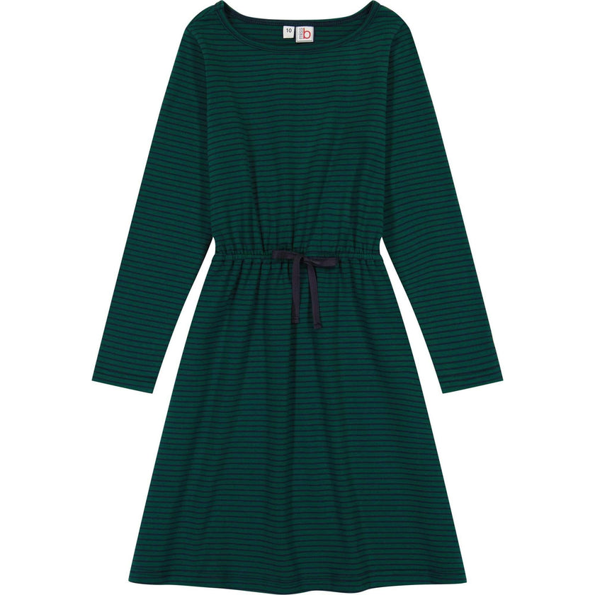 Lila Tween Striped Drawstring Dress, Stripes