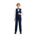 Navy Serge Formal Vest & Bow Tie Suit Set