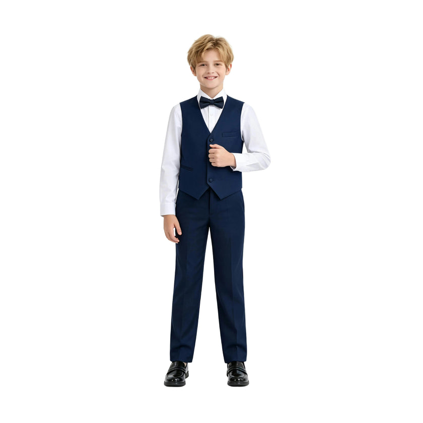 Navy Serge Formal Vest & Bow Tie Suit Set