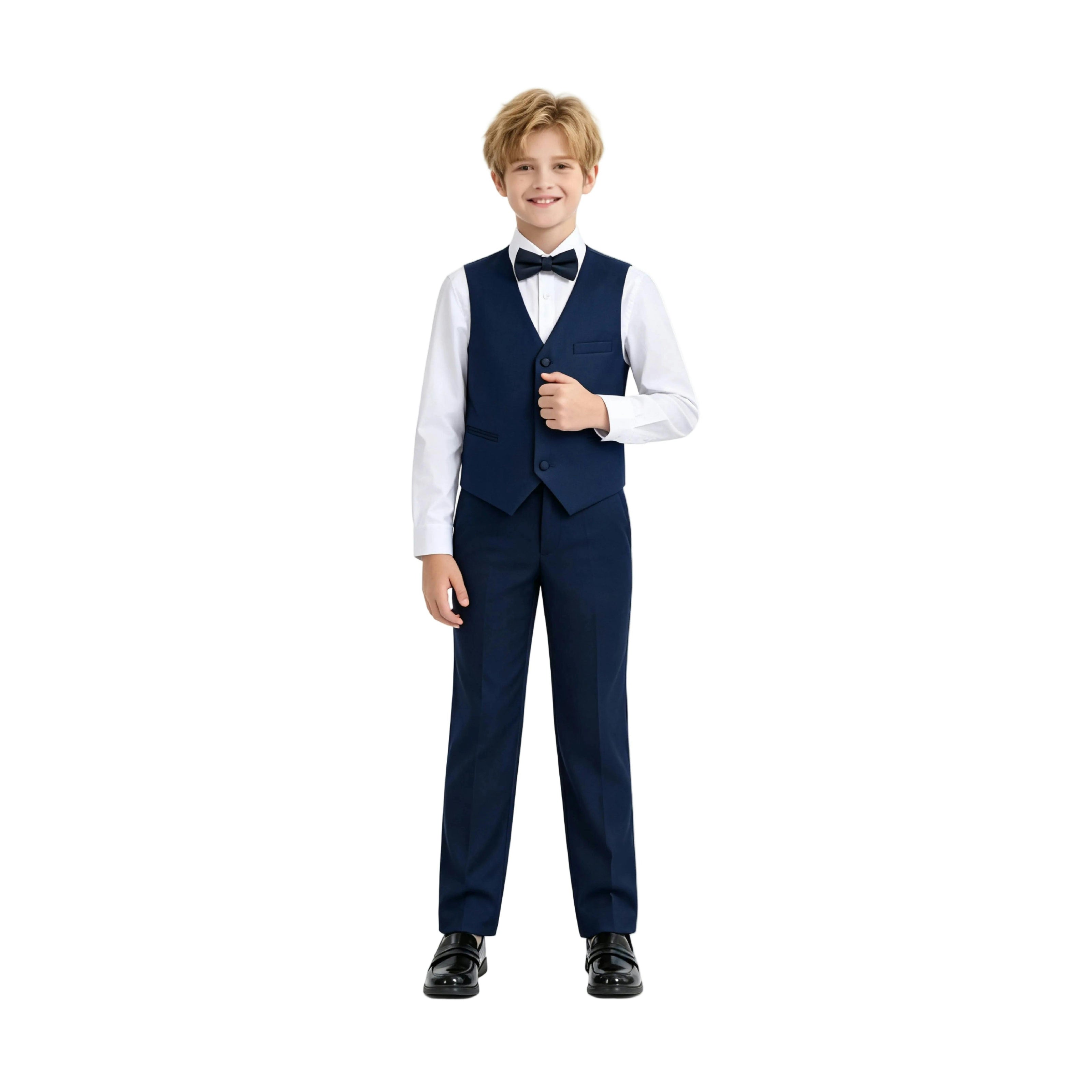 Navy Serge Formal Vest & Bow Tie Suit Set