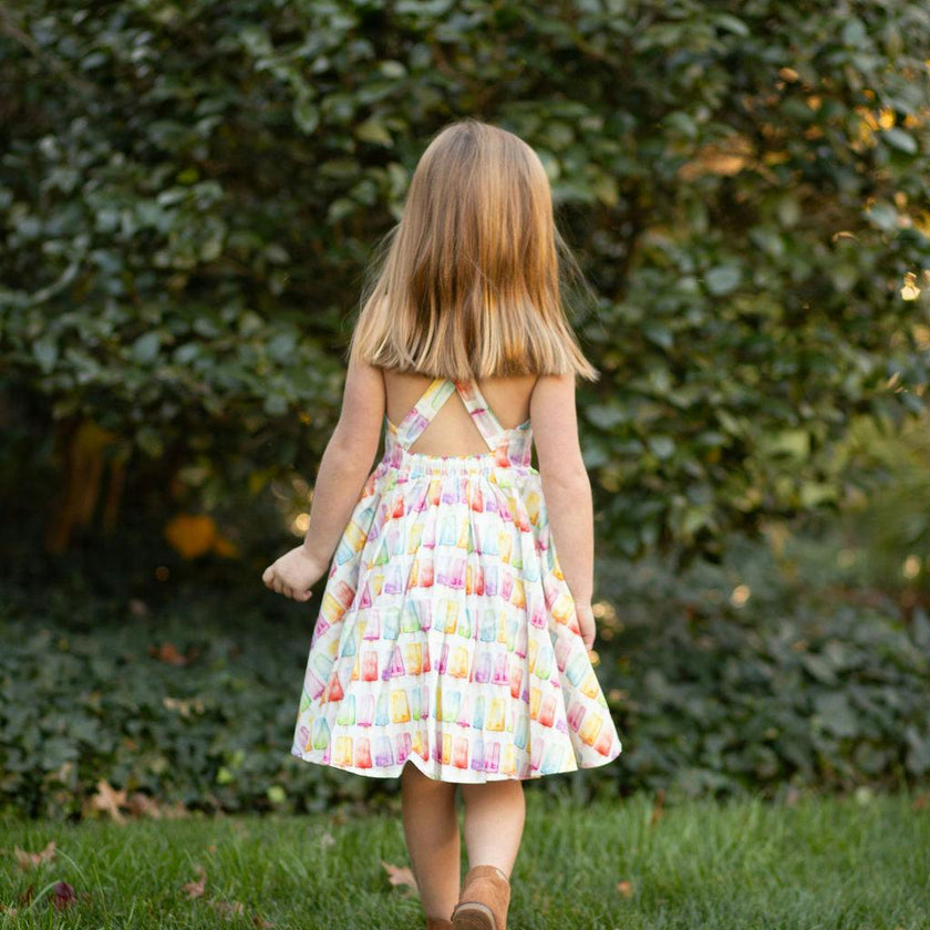 Cross Back Twirly Dress in Popsicles