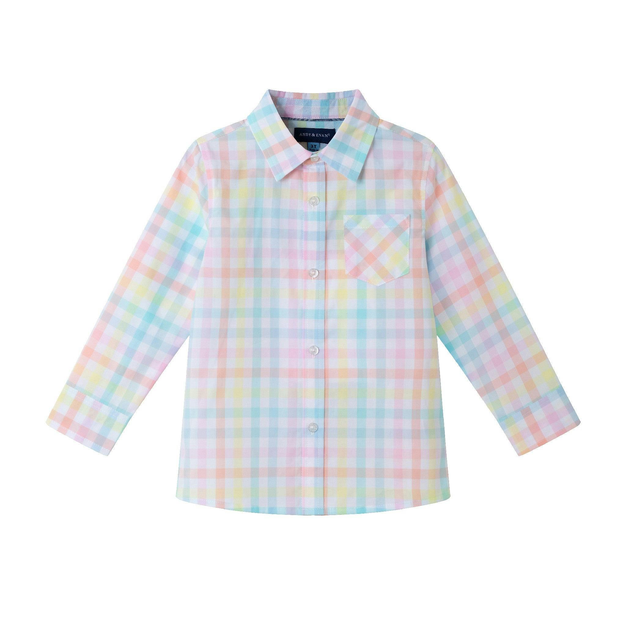 Kids Bright Pastel Multi Check Buttondown